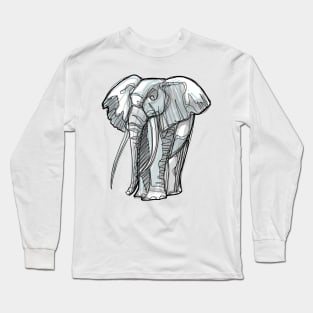 Elephant digital hand drawn illustration Long Sleeve T-Shirt